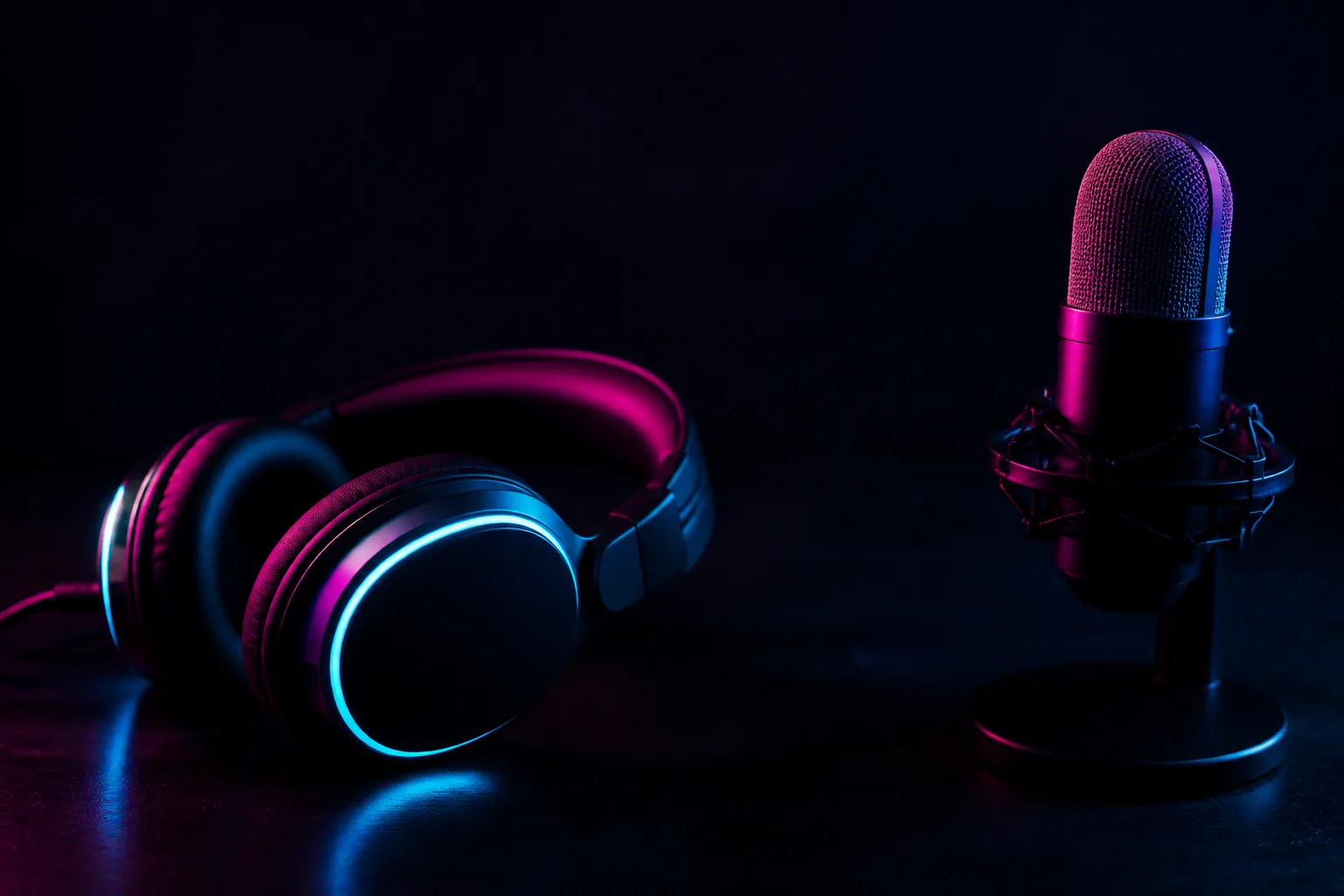Auriculares y micrófono gamer con luz neón