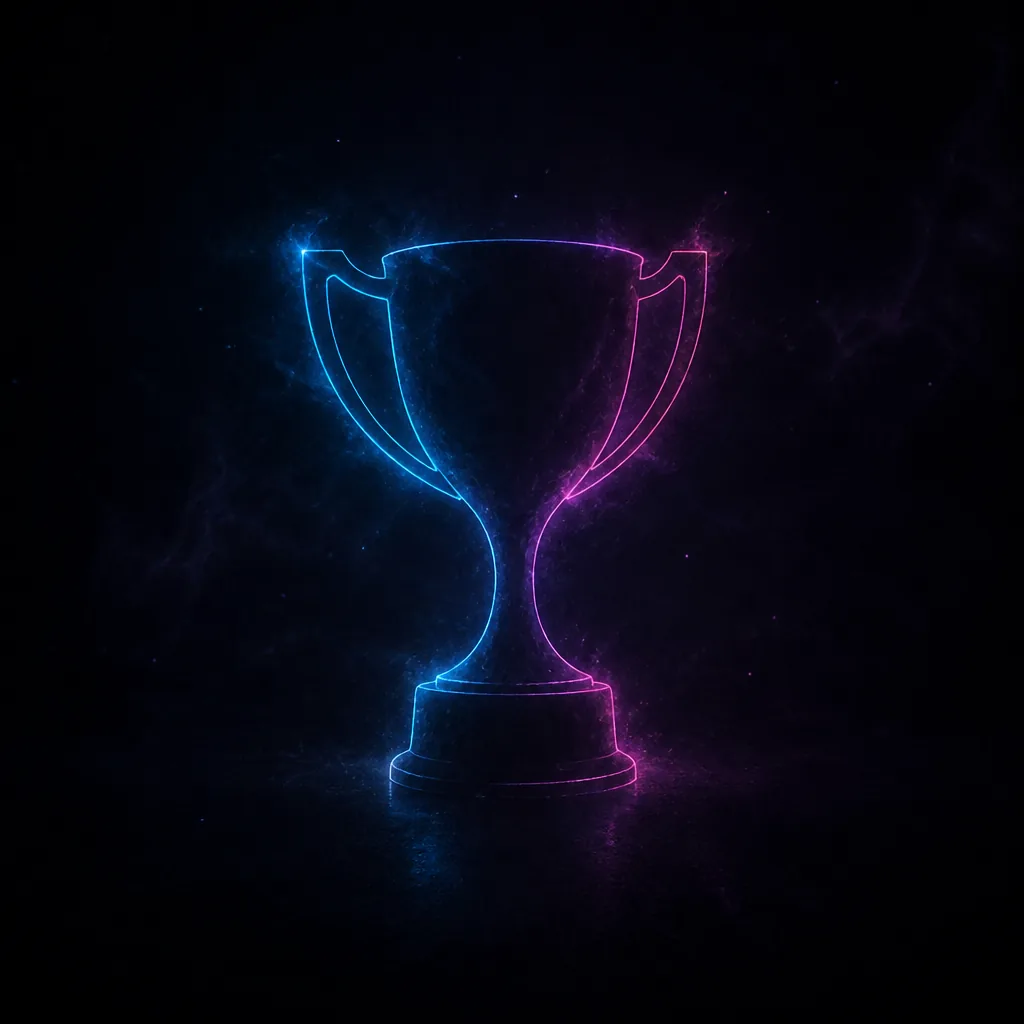 Emblema neón de trofeo esports